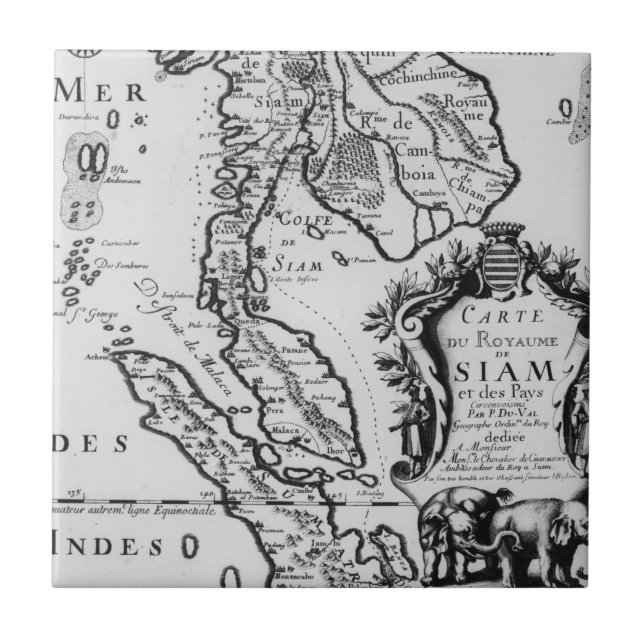 Azulejo De Cerâmica Mapa do reino de Sião (Frente)