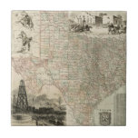 Azulejo De Cerâmica Mapa do Texas com o County Borders<br><div class="desc">Este maravilhoso mapa do estado do Texas mostra como as linhas do condado foram desenhadas. Contém também a transformação do Álamo,  um derrick de petróleo,  e cowboys em cavalos. Mostre um pouco de amor ao Estado Solitário comprando este impressão!</div>