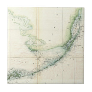 Azulejo De Cerâmica Mapa do vintage das chaves de Florida (1859)