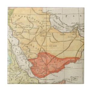 Azulejo De Cerâmica Mapa do vintage de Arábia Saudita (1780)