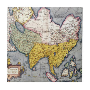 Azulejo De Cerâmica Mapa do vintage de Ásia   1580