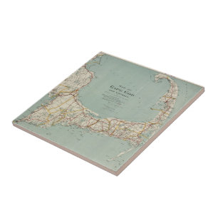 Azulejo De Cerâmica Mapa do vintage de Cape Cod (1917)