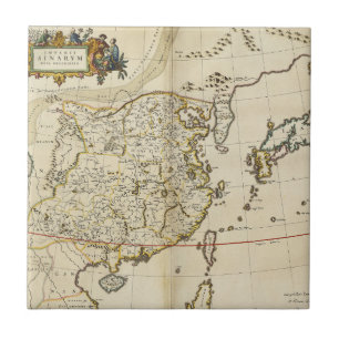 Azulejo De Cerâmica Mapa do vintage de China 1662
