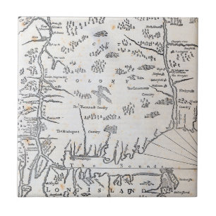 Azulejo De Cerâmica Mapa do vintage de Connecticut