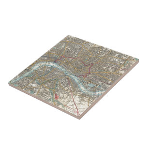 Azulejo De Cerâmica Mapa do vintage de Londres (1848)