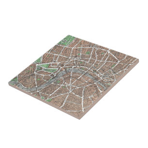 Azulejo De Cerâmica Mapa do vintage de Londres (1923)