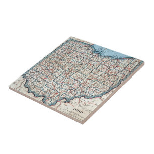 Azulejo De Cerâmica Mapa do vintage de Ohio (1921)