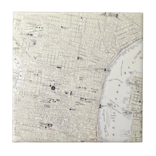 Azulejo De Cerâmica Mapa do vintage de Philadelphfia (1885)