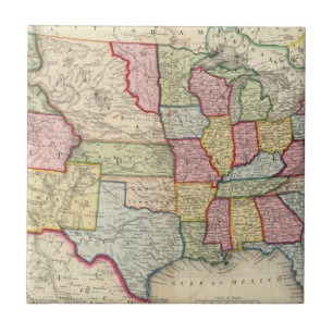 Azulejo De Cerâmica Mapa dos Estados Unidos, e de territórios