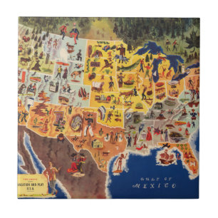 Azulejo De Cerâmica Mapa dos Estados Unidos - férias e jogo
