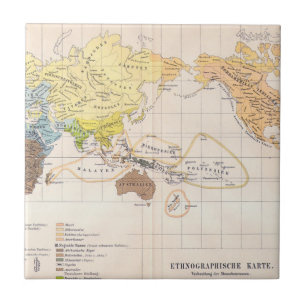 Azulejo De Cerâmica Mapa etnográfico do mundo