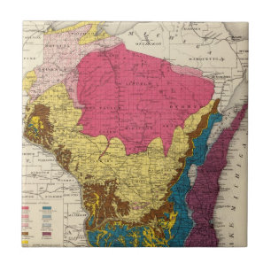 Azulejo De Cerâmica Mapa Geological de Wisconsin