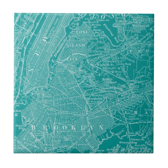 Azulejo De Cerâmica Mapa gráfico de Nova Iorque (Frente)