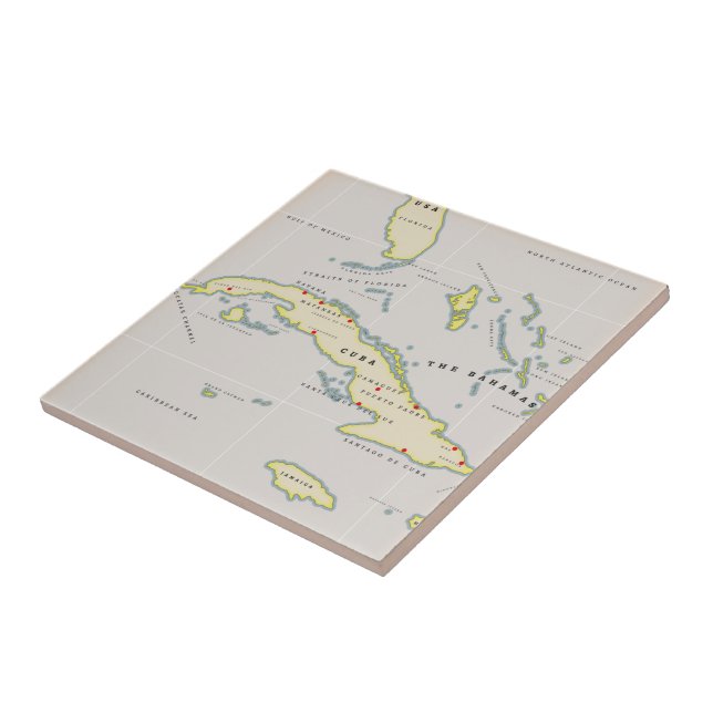 Azulejo De Cerâmica Mapa ilustrado de Cuba (Lateral)