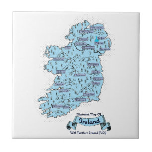 Azulejo De Cerâmica Mapa ilustrado de viagens da Irlanda