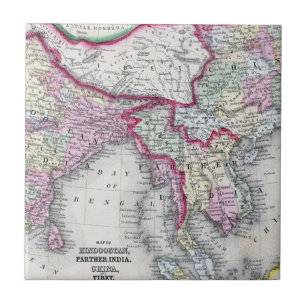 Azulejo De Cerâmica Mapa   India, Tibet, China & SE Ásia de Mitchell