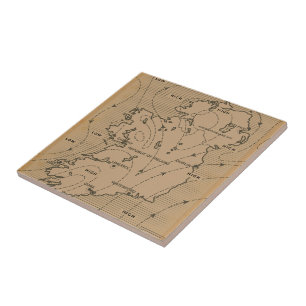 Azulejo De Cerâmica Mapa meteorológico antigo da Irlanda e Irlanda do