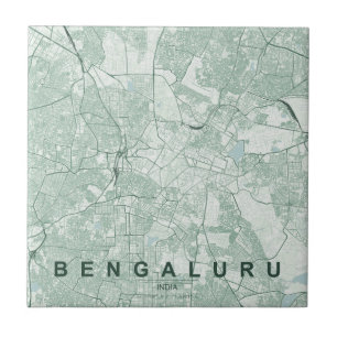 Azulejo De Cerâmica Mapa Minimalista da Cidade de Bengaluru Índia