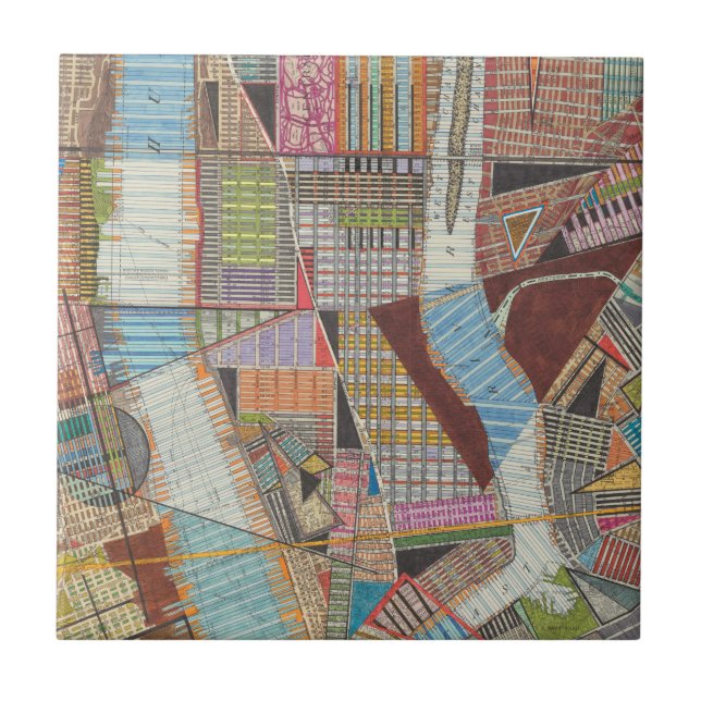 Azulejo De Cerâmica Mapa moderno de Nova Iorque II (Frente)