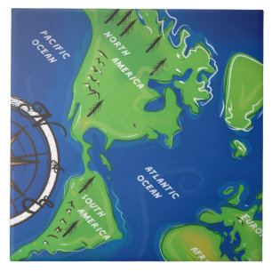 Azulejo De Cerâmica Mapa Mundial