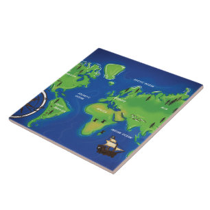 Azulejo De Cerâmica Mapa Mundial