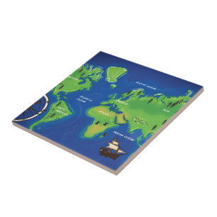 Azulejo De Cerâmica Mapa Mundial