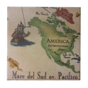 Azulejo De Cerâmica Mapa Mundial - América