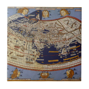 Azulejo De Cerâmica Mapa Mundial Ptolemaico Antigo, Johannes de Arnshe