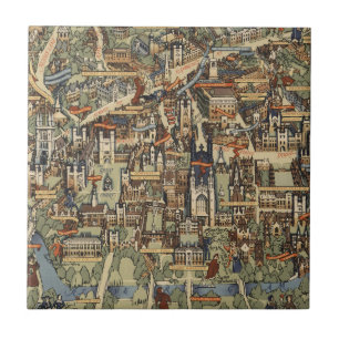 Azulejo De Cerâmica Mapa pictórico de Cambridge, Inglaterra