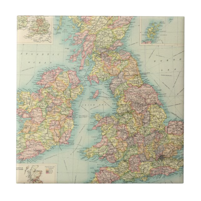 Azulejo De Cerâmica Mapa político das ilhas britânicas (Frente)