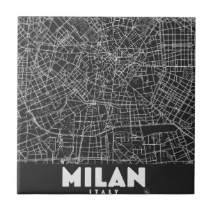 Azulejo De Cerâmica Mapa Retro de Milão Itália