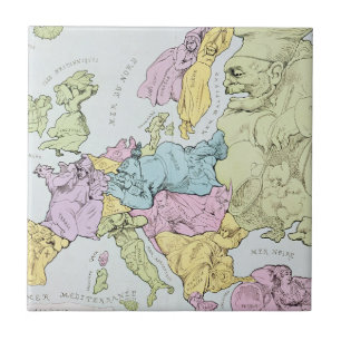 Azulejo De Cerâmica Mapa Satirical de Europa 1871