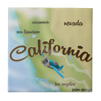 Mapa vintage e pôster de viagem da Califórnia EUA