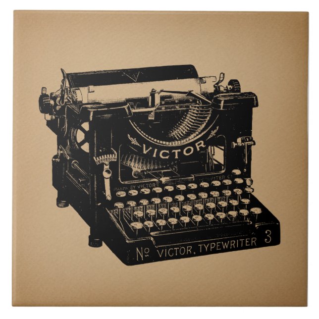 Azulejo De Cerâmica Máquina de escrever antiga máquina faseada (Frente)