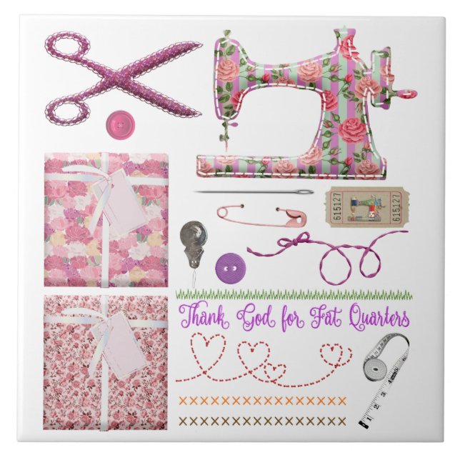 Azulejo De Cerâmica Máquinas de costura, colagem de costura (Frente)