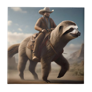 Azulejo De Cerâmica "Maravilhas do Oeste Selvagem: Cowboy Montando um 