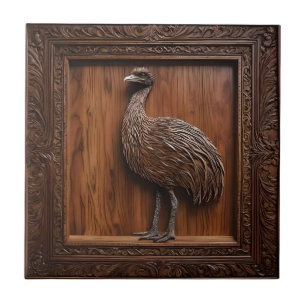 Azulejo De Cerâmica Maravilhas: Impressão de madeira de Emu Australian