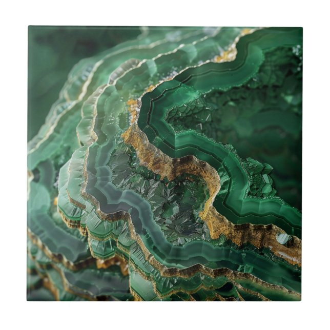 Azulejo De Cerâmica Marble Agate Verde Dourado (Frente)