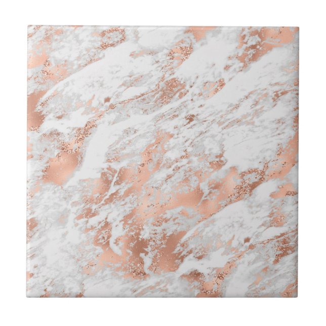 Azulejo De Cerâmica Marble Dourado Branco e Rosa 3 (Frente)