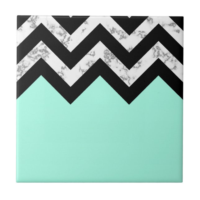 Azulejo De Cerâmica Marble e Chevron em Cute (Frente)