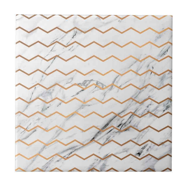 Azulejo De Cerâmica Marble e Ouro Chevron (Frente)