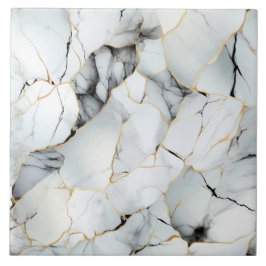 Azulejo De Cerâmica Marble Elegante com Fissuras Douradas e de Cobre
