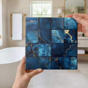 Azulejo De Cerâmica Marble Mix 4x4 Quadrados Azul ID1186c