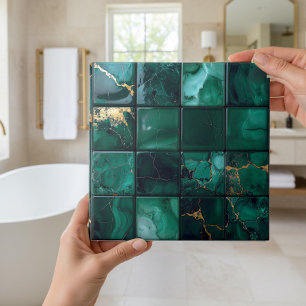 Azulejo De Cerâmica Marble Mix 4x4 Quadrados Esmeralda Verde ID1186a