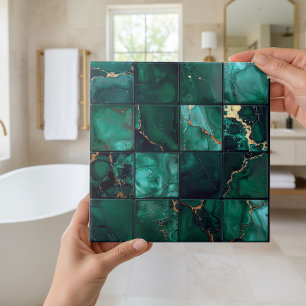 Azulejo De Cerâmica Marble Mix 4x4 Quadrados Esmeralda Verde ID1186c