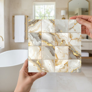 Azulejo De Cerâmica Marble Mix 4x4 Quadrados Marfim ID1186c