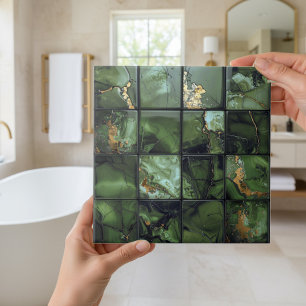 Azulejo De Cerâmica Marble Mix 4x4 Quadrados Verde Oliva ID1186b