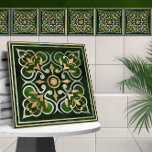 Azulejo De Cerâmica Marble Verde do Ornamento marroquino e Dourado<br><div class="desc">Marble Verde do Ornamento marroquino e Dourado</div>