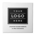 Azulejo De Cerâmica Marca da empresa de logotipos brancos personalizad<br><div class="desc">O azulejo personalizado quadrado apresenta o design de logotipo profissional da sua empresa e texto personalizado para um local,  slogan. site ou outras informações. Basta adicionar o logotipo de sua empresa à imagem e ao tipo de marcador preto e branco em seu texto preferido. As cores podem ser modificadas.</div>