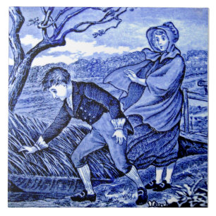 Azulejo De Cerâmica Marcha do Calendário Azul Repro Antique Wedgwood